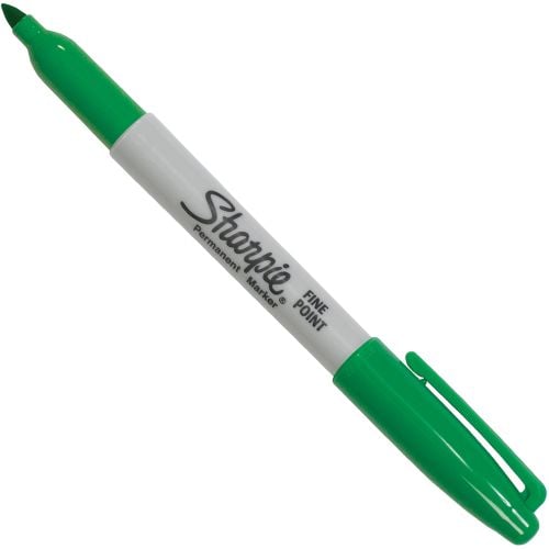 Sharpie Permanent Markers, Fine Tip, Green, 12/Pack (30004)