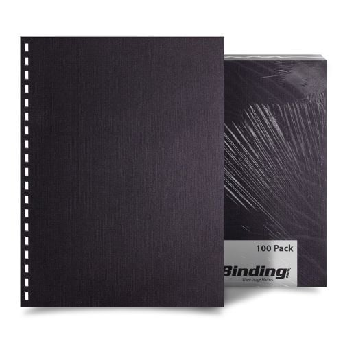 Black Linen 8.5" x 11" Letter Size Binding Covers [CombBind / ZipBind Punched] - 100pk Image 1