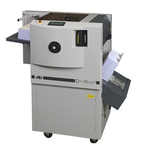 A James Burn Lhermite DocuPunch Plus Automatic Binding Punch, a machine used for efficient and automated paper punching in binding processes.