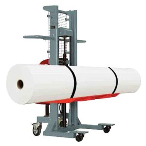 A Foster On-A-Roll® Lifter Power Jumbo (70" Lift Height) is shown, designed for lifting and transporting large, heavy rolls of material efficiently.