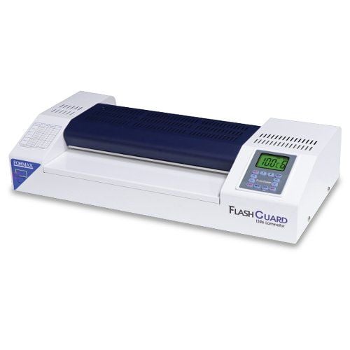 The Formax FlashGuard 13R6 13" Heavy-Duty 6-Roller Pouch Laminator, featuring a digital display and a compact, modern design.