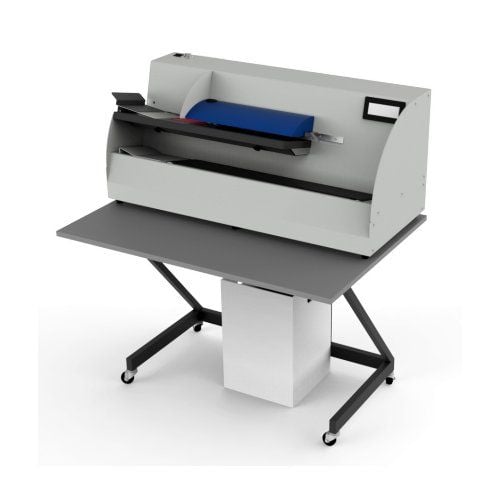 Full view of Martin Yale Postmark PM-3078 Milling Letter Opener positioned on a sturdy workstation, optimized for high-speed and accurate envelope opening.
