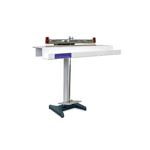 The BannerPRO Professional Banner Hemming System & Accessories, featuring a sleek, white tabletop design with a sturdy metal stand and precision hemming tools, ideal for professional banner finishing.