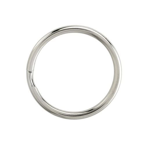 A 1-1/16" Round Edge Non-Heat Treated Split Ring with a smooth, polished silver finish and a small break in the ring's shape.