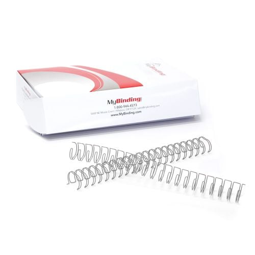 1/2 Inch Silver 2:1 Pitch Twin Loop Wire Binding Spines - 50pk Image 1