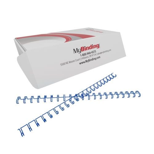 1/4 Inch Blue 2:1 Pitch Twin Loop Wire Binding Spines Image 1