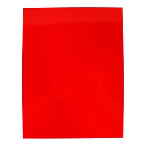 10mil Red Transparent Tinted Clear Cover sheet with a vibrant red hue, ideal for presentations and protective document covers.
