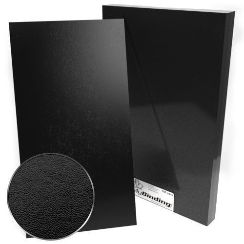 Black 11" x 17" Regency Leatherette Vinyl Covers in a pack of 100, showing a textured close-up of the leatherette finish for a professional and durable appearance.