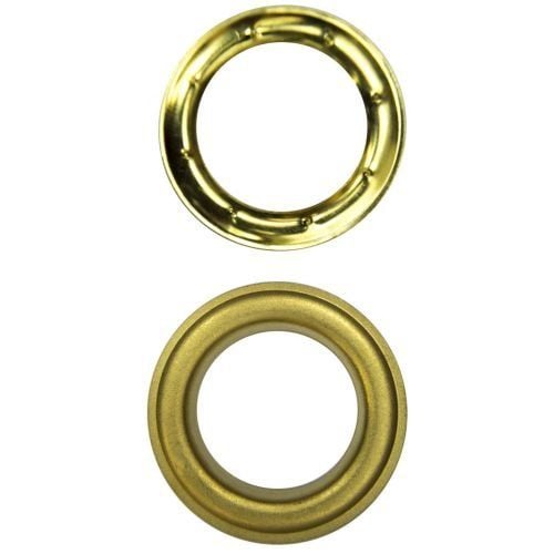 #12 (1-1/2") Satin Brass Grommets showing two brass grommet rings with a smooth satin finish.