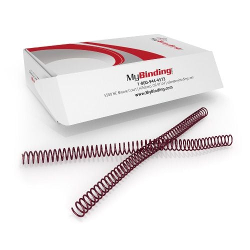 13mm Burgundy 4:1 Pitch Spiral Binding Coil - 100pk Image 1