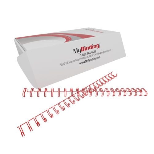 3/8 Inch Red 2:1 Pitch Twin Loop Wire Binding Spines Image 1
