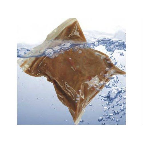 A 3mil Clear Sous Vide Vacuum Bag submerged in water, tightly sealing food while maintaining a secure, airtight barrier for cooking.