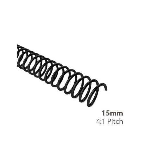 15mm 4:1 Pitch Spiral Binding Coil - 100pk
