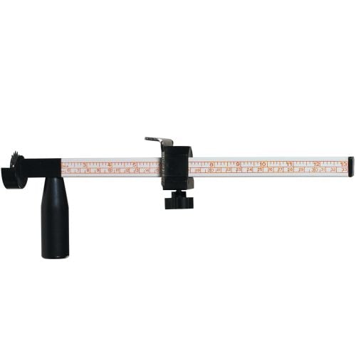A carton sizer/reducer is displayed horizontally, featuring a long measuring bar with clear markings for accurate sizing adjustments and a sturdy handle for easy use.