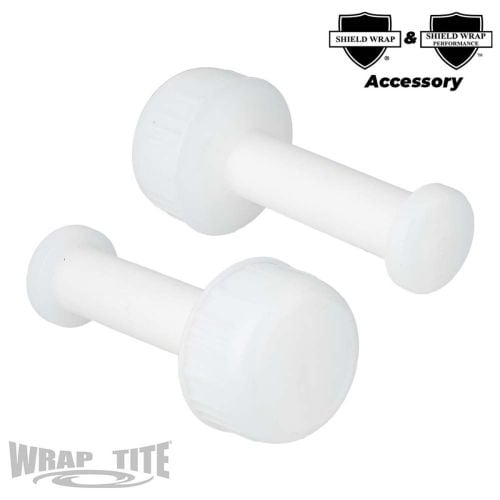 A Wrap-Tite White Plastic Handle for 3" Banding Stretch Wrap Film designed with a lightweight, ergonomic grip to provide smooth and controlled film dispensing, reducing hand fatigue during wrapping applications.