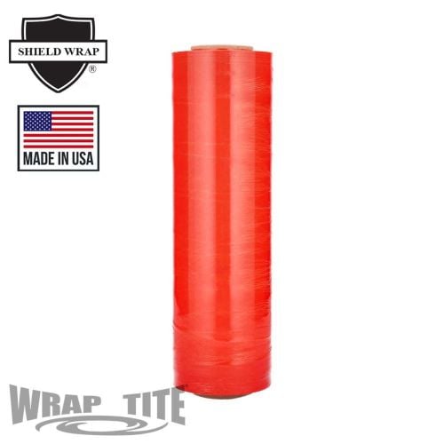 Wrap-Tite 80 Gauge 18" x 1500' Cast Hand Stretch Wrap Film (Tinted Orange) - 4 Rolls Image 1
