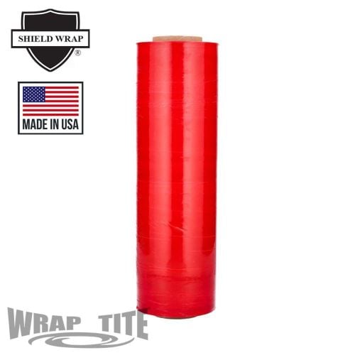 Wrap-Tite 80 Gauge 18" x 1500' Cast Hand Stretch Wrap Film (Tinted Red) - 4 Rolls Image 1