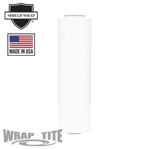 Wrap-Tite 80 Gauge 18" x 1500' Cast Hand Stretch Wrap Film (Dark White) - 4 Rolls Image 1