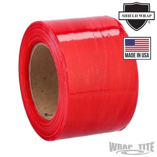 Wrap-Tite 80 Gauge 3" x 1000' Red Cast Narrow-Width Banding Stretch Wrap Film - 18 Rolls Image 1