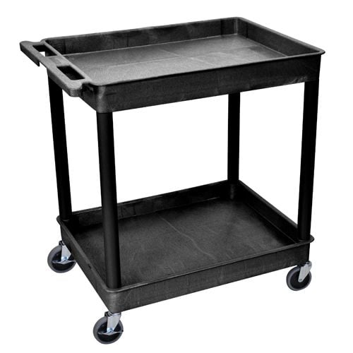 Luxor TC11-B 2-Shelf Black Large Tub Utility Cart Image 1