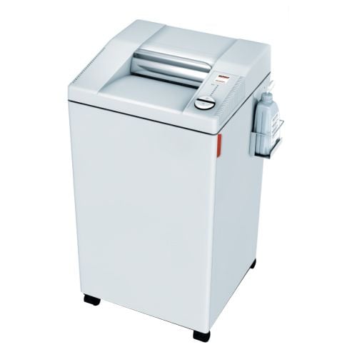 The MBM DestroyIt 2604 Level P-4 Cross Cut Paper Shredder, a high-security office shredder designed for efficient document destruction.