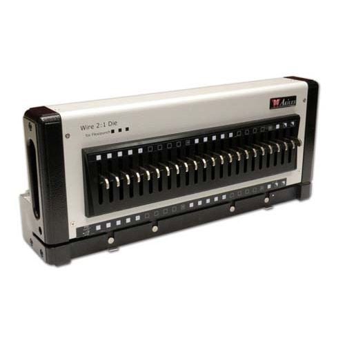 An Akiles FlexiPunch Binding Die Set designed for 2:1 wire punching with a durable, metallic construction and multiple punch dies.