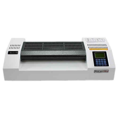 The Akiles Pro-Lam Ultra Six Roller Photo Laminator, a professional-grade laminating machine featuring a digital control panel and six rollers for high-quality lamination.