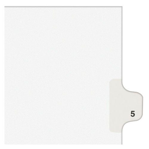 Avery 5 Individual Number Legal Index Avery Style Dividers with a white tab labeled '5' on the right side for easy organization.