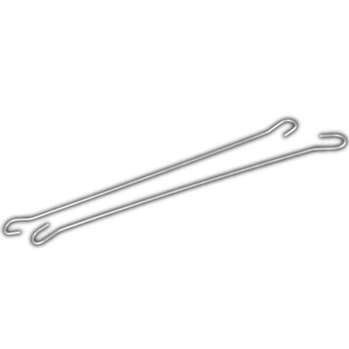 Two silver metal rods with hooked ends, part of the Banner Trak 12' Hang Rods, designed for hanging banners securely.