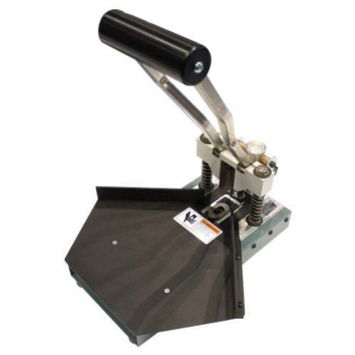 A Lassco CR-177 Corner Rounding Machine features a sturdy lever handle and a black cutting platform, designed for efficient corner rounding on a variety of materials.