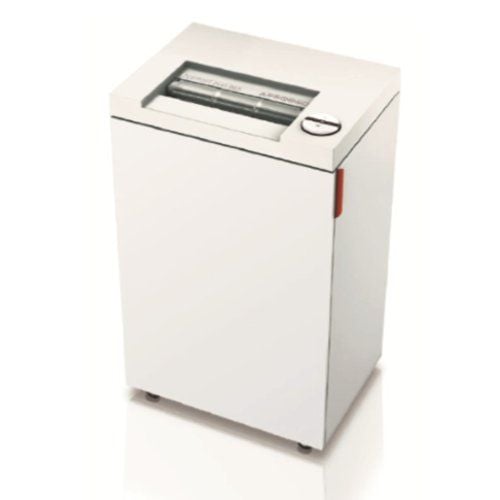 A sleek white Destroyit 2445 SMC Level P-7 High-Security Shredder designed for top-level document destruction with advanced security features.