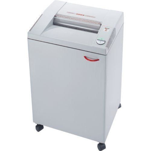 A Destroyit 3804 Level P-5 Cross-cut Shredder featuring a sleek, durable design with a high-capacity shredding capability on rolling casters.