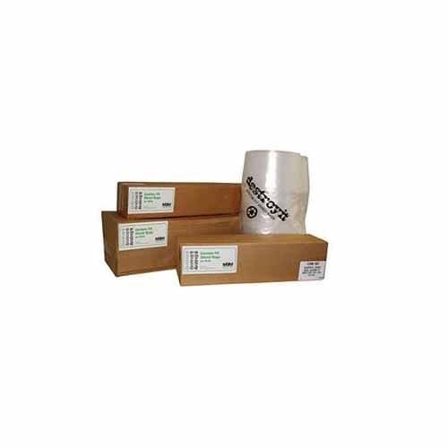 Destroyit 901 Bags for 4000ss 4002 4202 Shredders stacked in boxes with one roll partially unwrapped.
