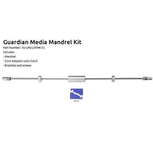 Extra Media Mandrel Kit for Guardian 82 Laminators, featuring a durable mandrel, core adapters, clutch, and mounting brackets.
