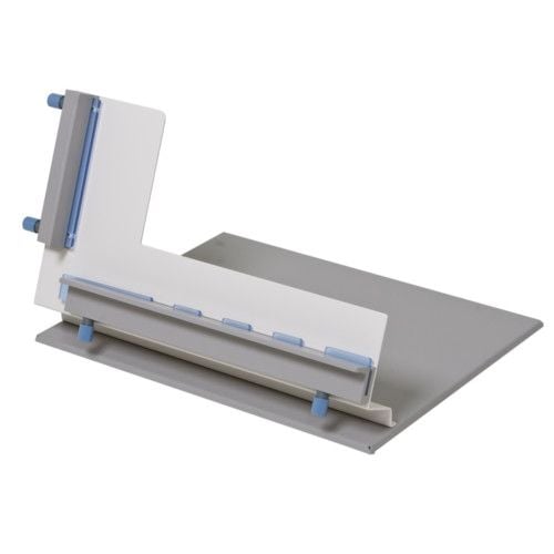 The Fastbind BooXTer Cover Setter, a specialized tool for precise alignment and securing of book covers, shown with its adjustable components.