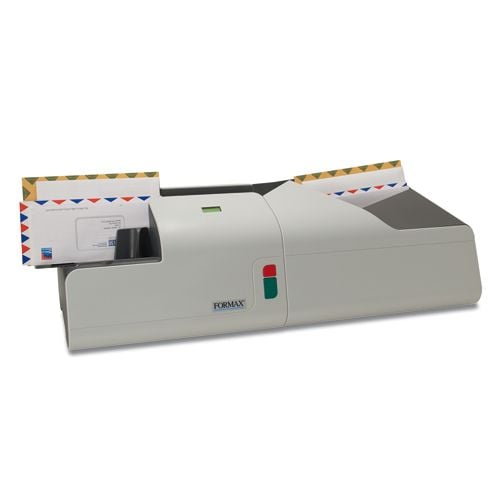 Front view of Formax FD 452 Envelope Opener, showcasing its sleek design and high-speed capabilities for efficient mail opening.