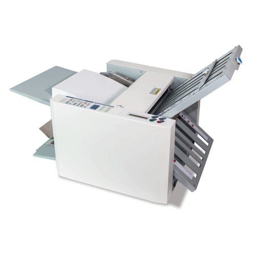 A Formax FD 324 Tabletop Document Folder with paper loaded, ready for folding operations.