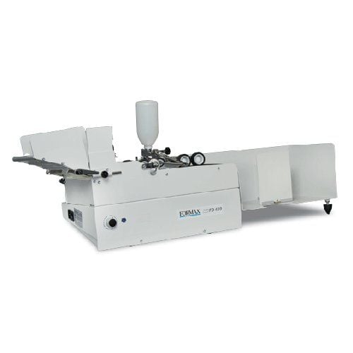 Formax FD 430 Envelope Sealer designed for fast and efficient sealing of envelopes, featuring a compact white design with user-friendly controls.