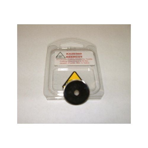 Keencut 28mm Textile Cutting Wheels in original packaging, designed for precise cutting on textile and fabric materials.