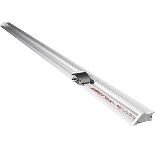Keencut 44" Simplex Sheet Material Cutter, a precision cutting tool with a sleek aluminum frame designed for accurate trimming of large materials. Keencut 44" Simplex Sheet Material Cutter, a precision cutting tool with a sleek aluminum frame designed for accurate trimming of large materials.