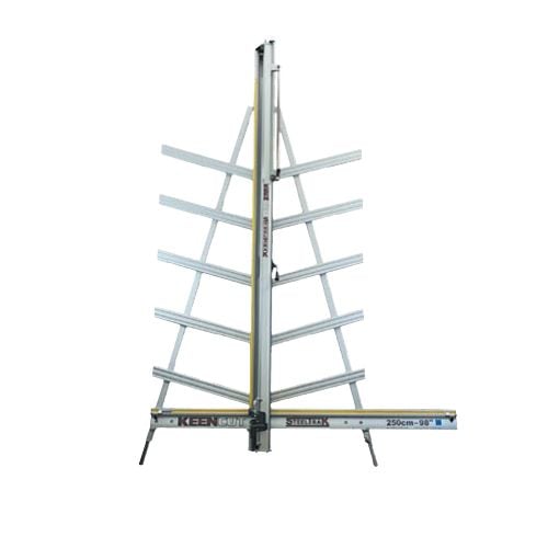 Keencut SteelTrak 98 Vertical Substrate Cutter with aluminum guide rails and support structure for precise cutting.