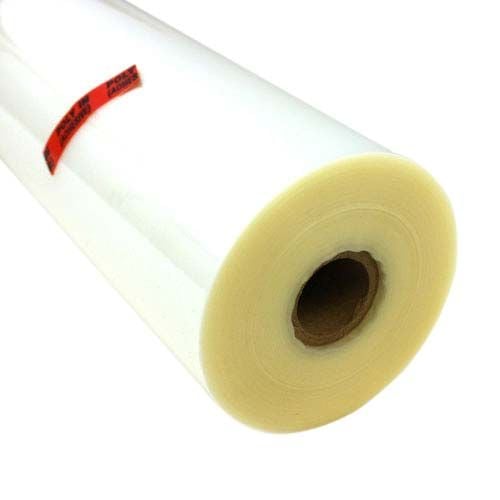 A roll of GBC 5.0 Mil Clear NAP II (1" Core) thermal laminating film with a transparent finish.