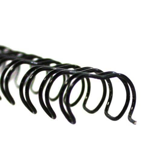 Close-up view of a black GBC Premium 1/4" 3:1 Twin Loop Wire used for binding documents.