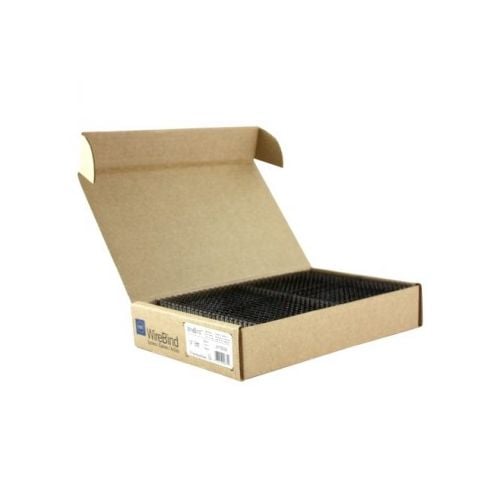 Open box of GBC Premium Black 3:1 Twin Loop Wire coils for wire binding.