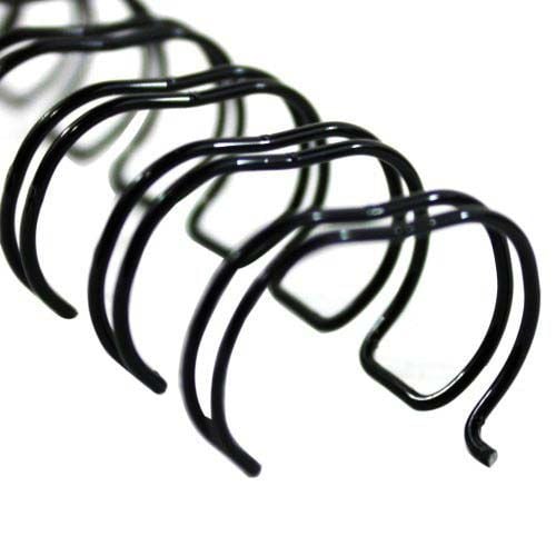 Close-up image of a GBC Premium Black 2:1 Twin Loop Wire binding spine with a focus on its durable metal loops.