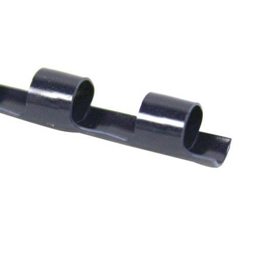 Close-up of a GBC Premium Navy Plastic Comb binding with evenly spaced loops for securing documents.