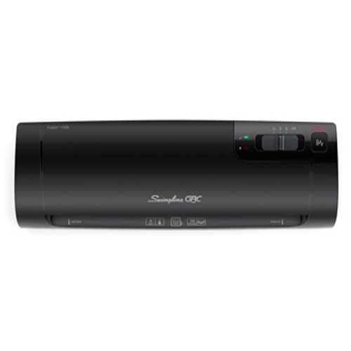 A black GBC Swingline Fusion 1100L 9" Laminator with control buttons on the top.