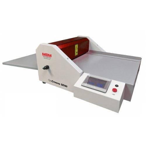 MBM GoCrease SEMI 17.7" Semi-Automatic Programmable Creaser and Perforating Machine, showcasing its compact design and user-friendly control panel.