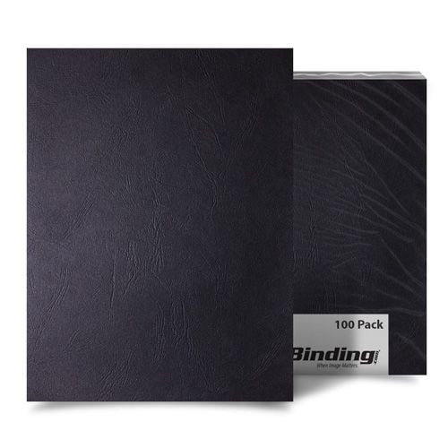 Black Grain Binding Covers with a textured finish, shown in a 100-pack set.