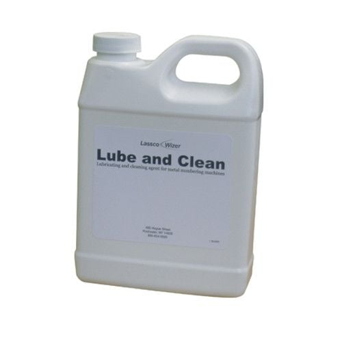 Lassco Wizer Lube and Clean for Numbering Heads, a specialized solution for lubricating and maintaining numbering equipment.